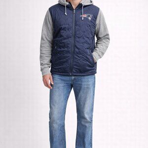 New England Patriots Long Sleeve Quilted Lightweight Hooded Jacket Size L NFL